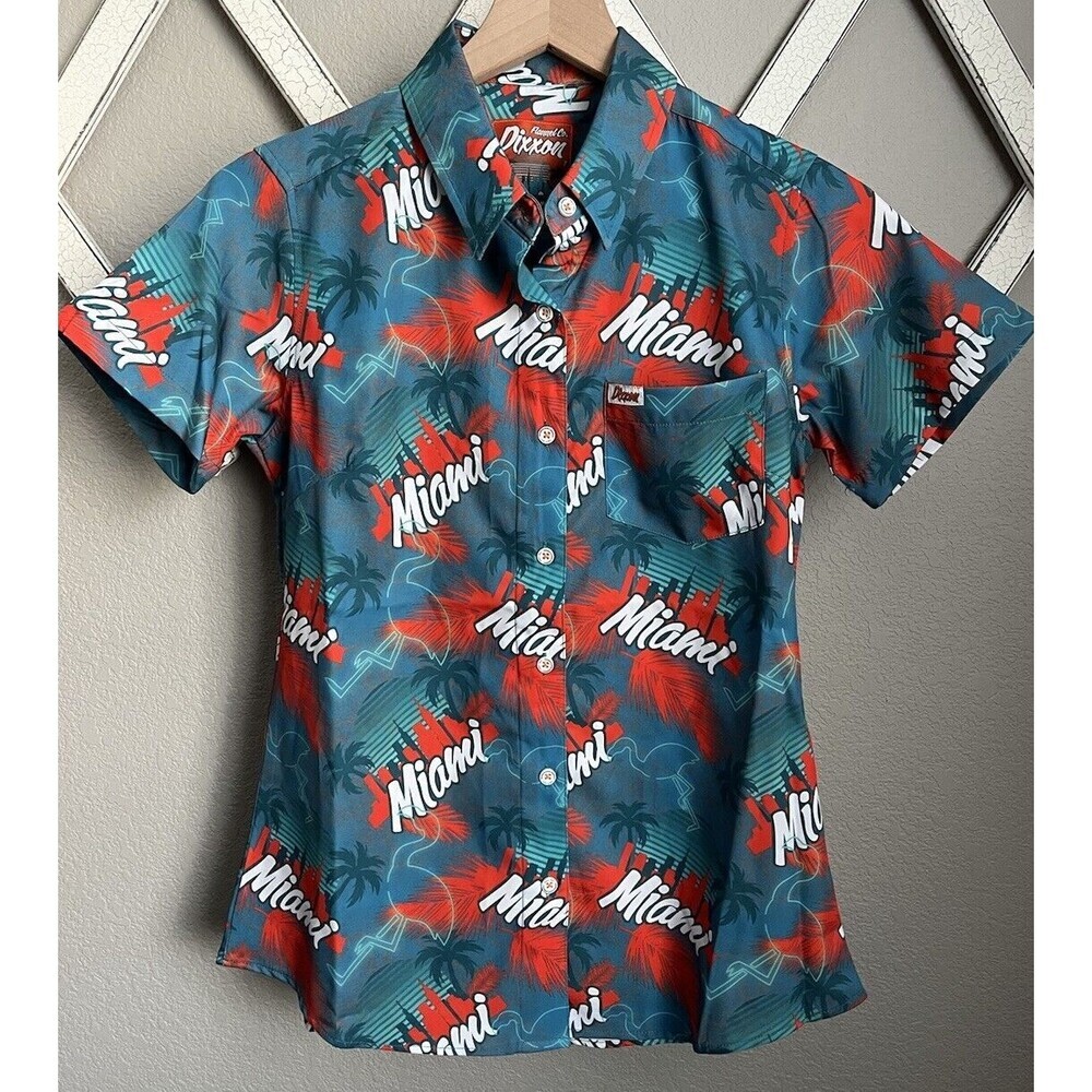 Dixxon Flannel Co. Women’s S The Vice Miami Print Button Down Party Shirt
